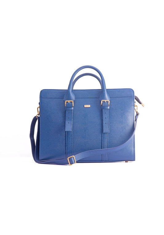 Zusi Blue Leather Briefcase