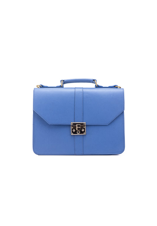 Sky Blue Naju Leather Briefcase - Plain