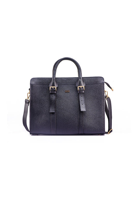 Zusi Black Leather Briefcase