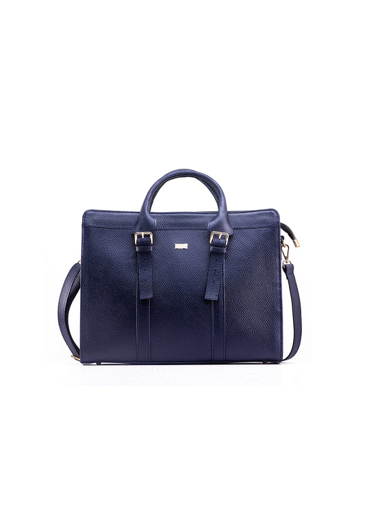 Zusi Navy Blue Leather Briefcase