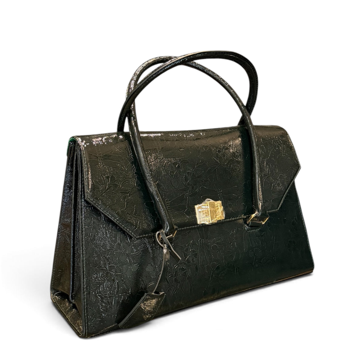 front view of Fome 2.0 Business Bag Dark Green Flowered Pattern