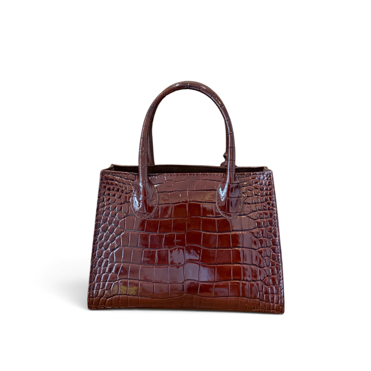 back view of Cleo HandBag wine Croc Skin