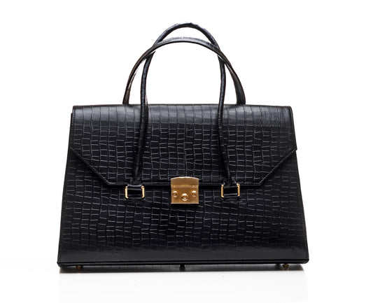 Black Fome 2.0 Business Bag - Croc Skin