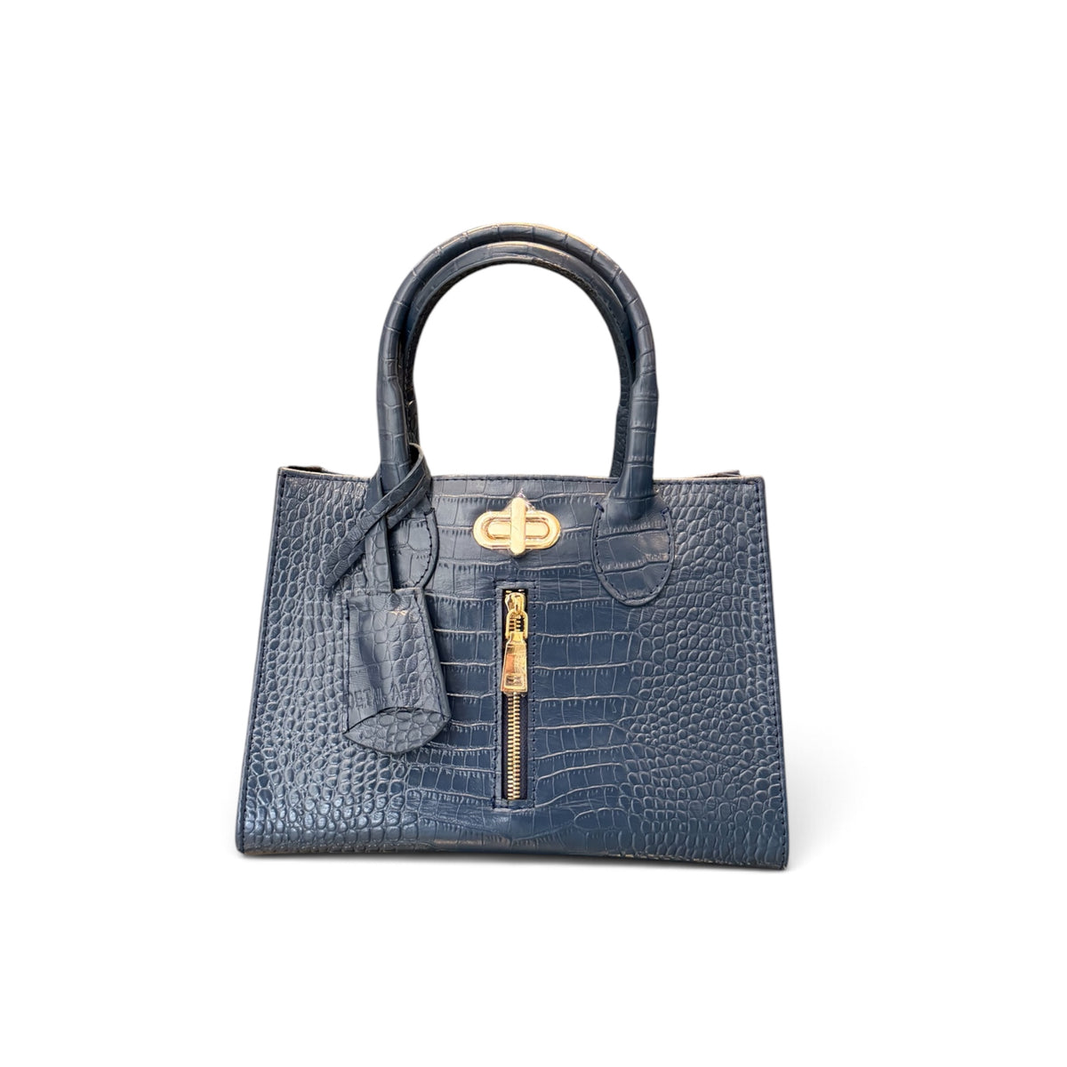 front view of The Cleo Hand Bag navy blue