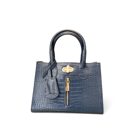 front view of The Cleo Hand Bag navy blue