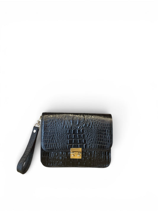 Man Purse - Black Croc Skin