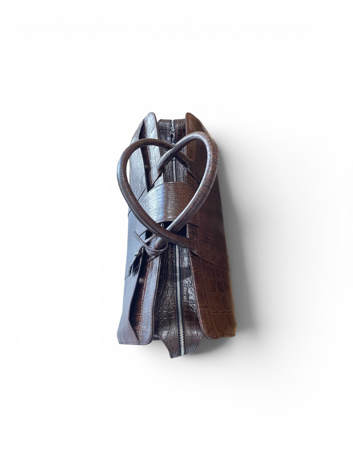 Tourman Duffle Bag Brown Croc Skin in top-down View