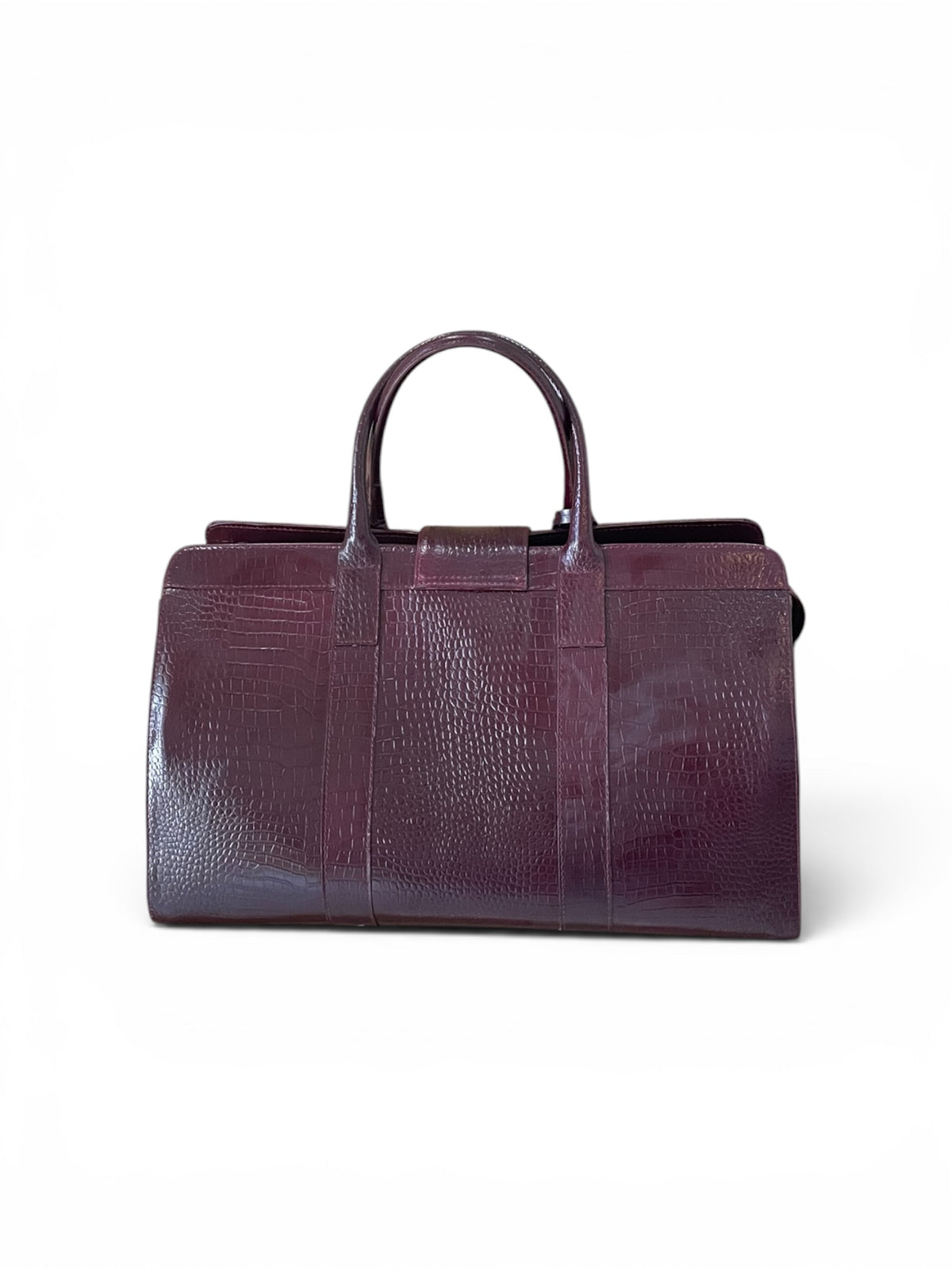 Tourman Duffle Bag in wine croc skin back view