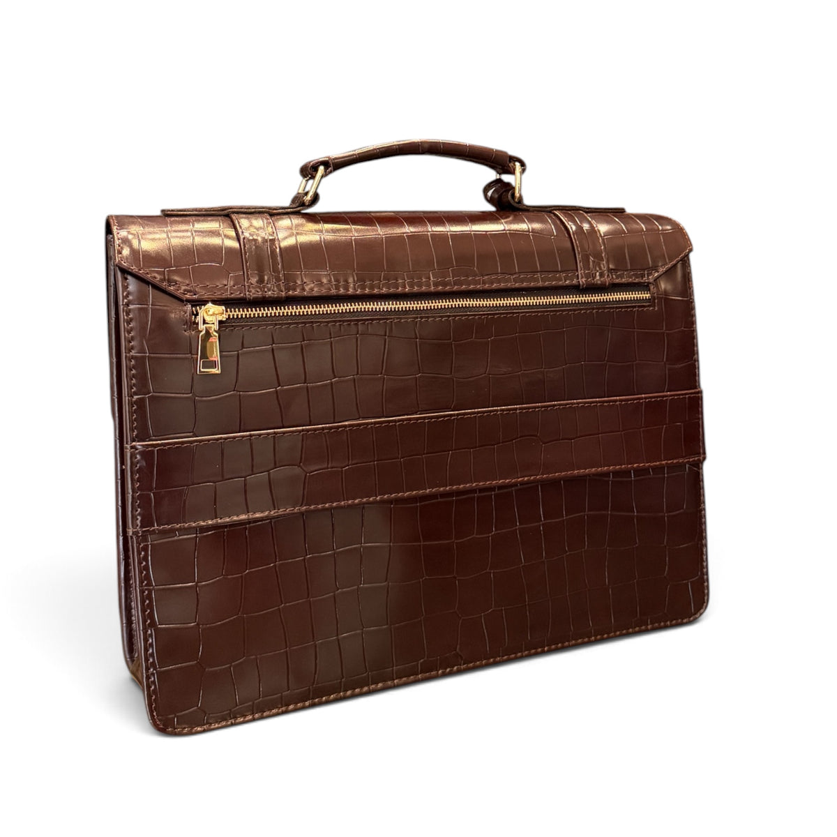 Back view of Wine Commuter Business Bag croc skin 