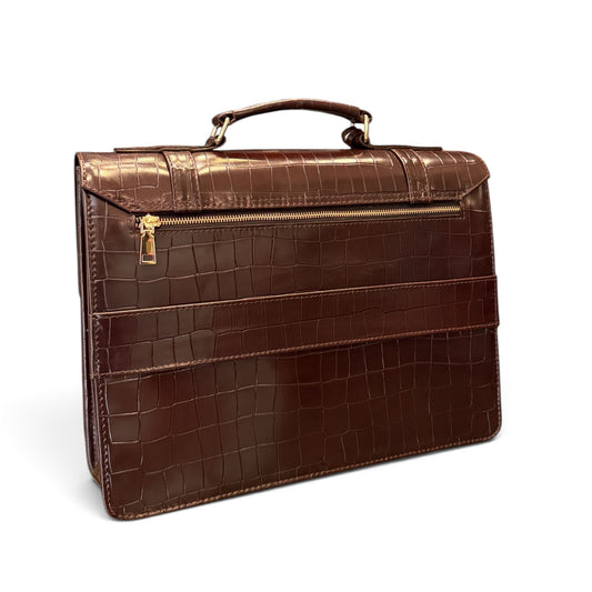 Back view of Wine Commuter Business Bag croc skin 