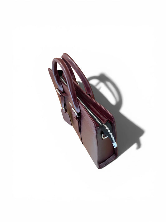 Zusi Leather Briefcase Wine top view