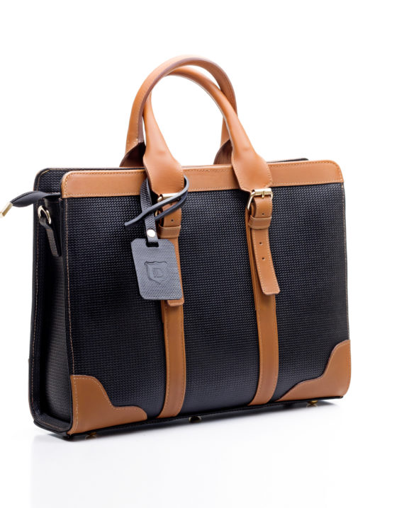 Zusi Black Leather With Brown Detail Briefcase