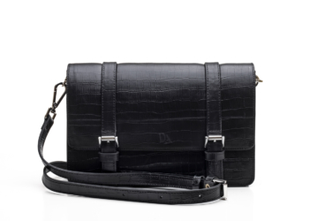 Black Midi Cross Body Bag –  Exotic Skin