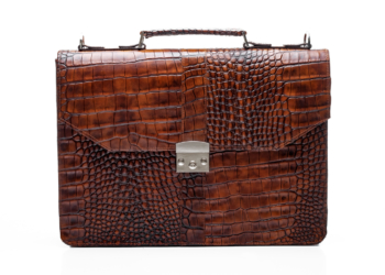 Brown  Naju Leather Briefcase ( Croc Skin )