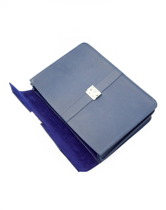 Naju Leather Briefcase - Navy Blue