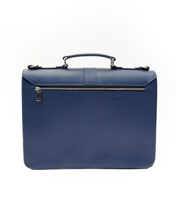 Naju Leather Briefcase - Navy Blue