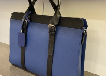 Zusi Blue Leather with Black Detail Briefcase