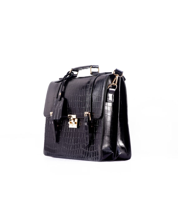 Black Commuter Business Bag - Croc Skin - Image 2