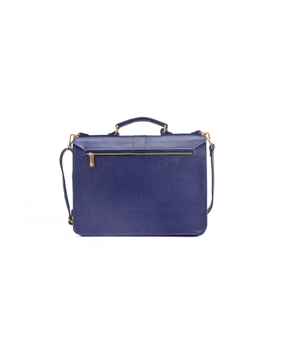 Blue Naju Leather Briefcase - Croc Skin - Image 3
