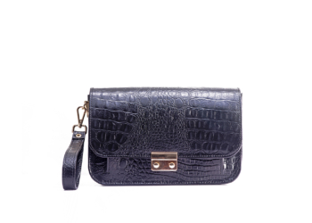 Man Purse – Black Croc Skin