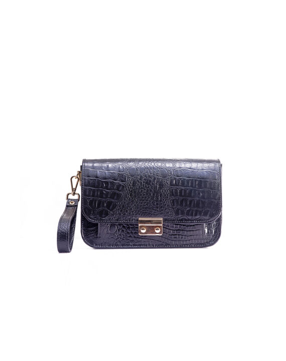 Man Purse - Black Croc Skin