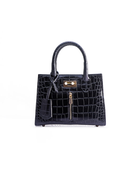 Cleo Hand Bag - Black Croc Skin