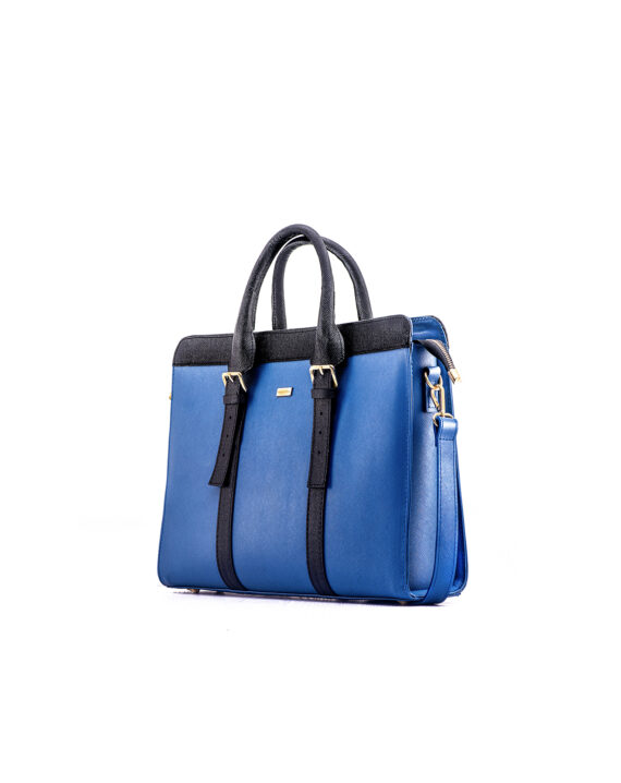 Zusi Blue Leather Briefcase with Black Detail - Image 2