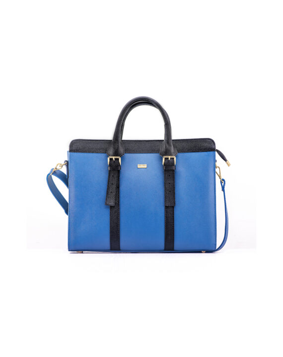 Zusi Blue Leather Briefcase with Black Detail