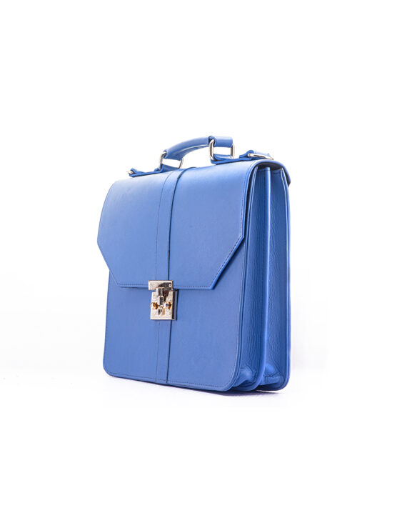 Sky Blue Naju Leather Briefcase - Plain - Image 2