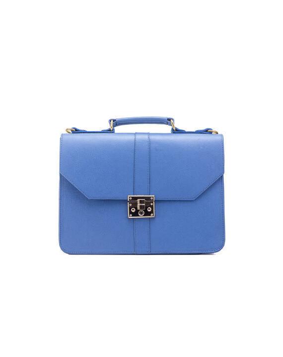 Sky Blue Naju Leather Briefcase - Plain