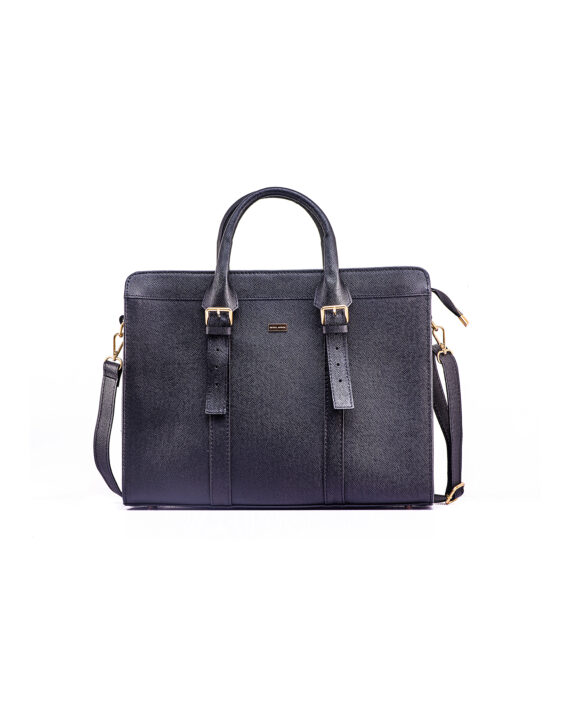 Zusi Black Leather Briefcase